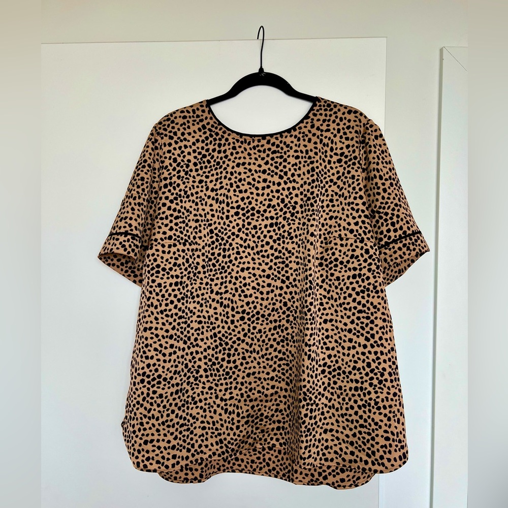 LOFT Plus Cheetah Print Satin T Shirt